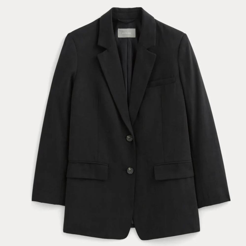 Everlane TENCEL Oversized Blazer Black Size 10 NWOT Sustainable Structured - Picture 2 of 11